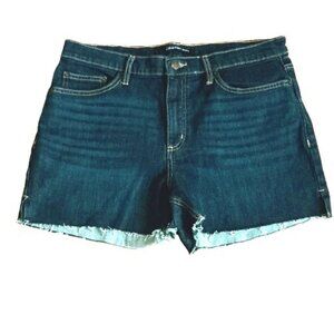 Calvin Klein Cutoff Jean Shorts 14 Womans Side Slits Stretch Dark Blue